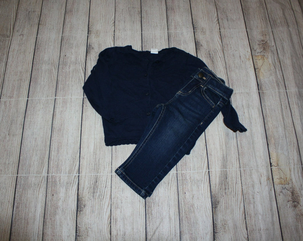 2PC 12m Cardigan and Jeans Outfit