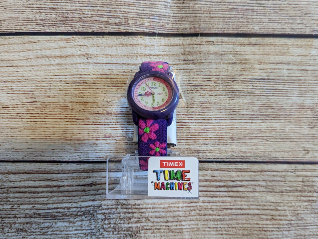 TIMEX Purple Floral Elastic Fabric Kids Watch