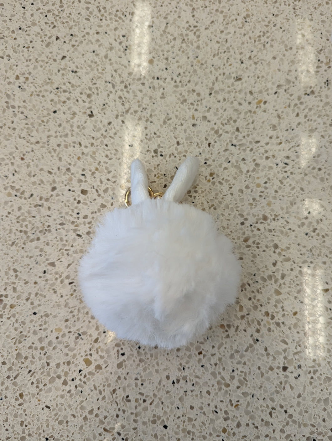 White Bunny Pompom Keychain