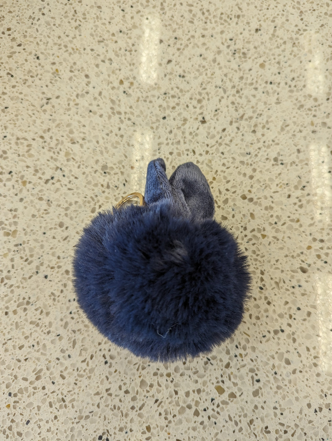 Navy Bunny Pompom Keychain